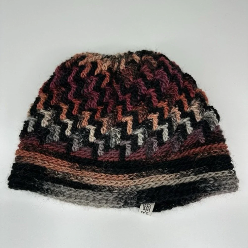 Created by Cyd Handmade Knit Beanie Alpaca Wool Chevron Zig Zag‎ Winter Hat NEW